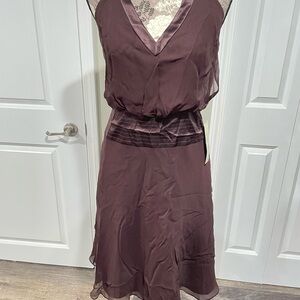 NWT, silk, chocolate brown special occasion dress.